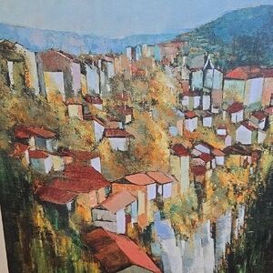 Abstract Landscape "Veliko Tarnovo" Matted Print Signed Michael Stoyanov